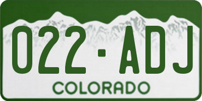 CO license plate 022ADJ
