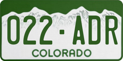 CO license plate 022ADR