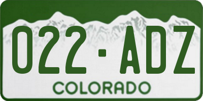 CO license plate 022ADZ