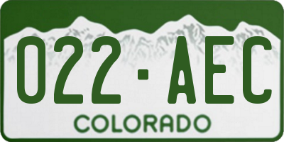 CO license plate 022AEC