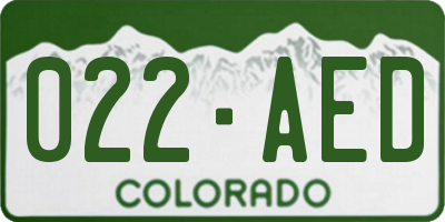 CO license plate 022AED