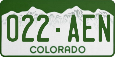 CO license plate 022AEN