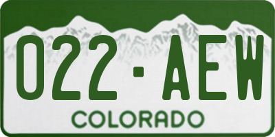 CO license plate 022AEW