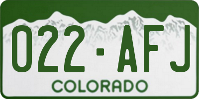 CO license plate 022AFJ