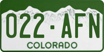 CO license plate 022AFN