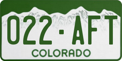 CO license plate 022AFT