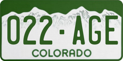 CO license plate 022AGE