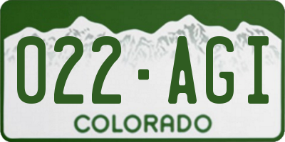 CO license plate 022AGI