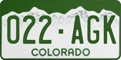 CO license plate 022AGK