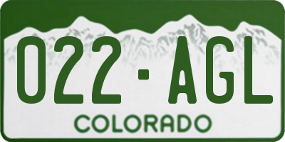 CO license plate 022AGL