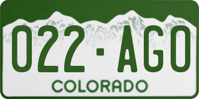 CO license plate 022AGO