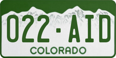 CO license plate 022AID