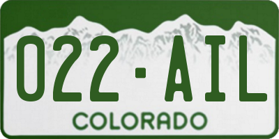 CO license plate 022AIL