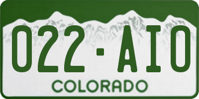 CO license plate 022AIO