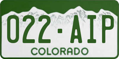 CO license plate 022AIP