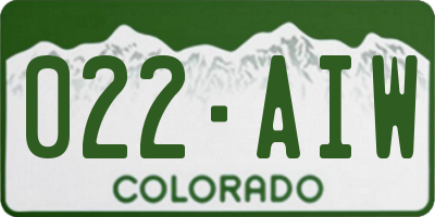 CO license plate 022AIW