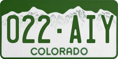 CO license plate 022AIY