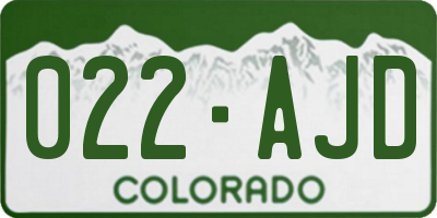 CO license plate 022AJD