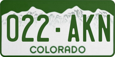 CO license plate 022AKN