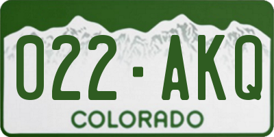 CO license plate 022AKQ
