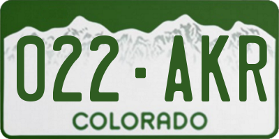 CO license plate 022AKR
