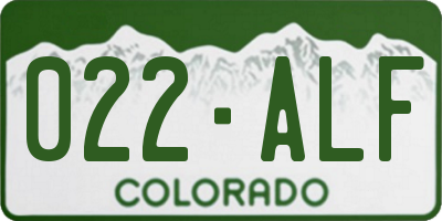 CO license plate 022ALF