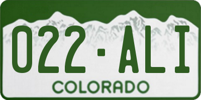 CO license plate 022ALI