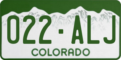 CO license plate 022ALJ