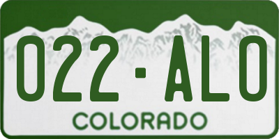 CO license plate 022ALO
