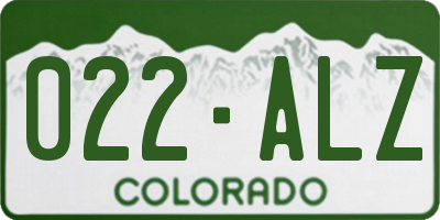 CO license plate 022ALZ