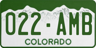 CO license plate 022AMB