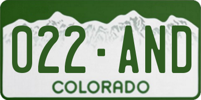 CO license plate 022AND