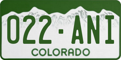 CO license plate 022ANI