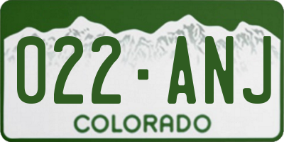 CO license plate 022ANJ