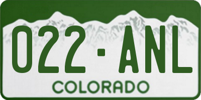 CO license plate 022ANL