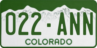 CO license plate 022ANN