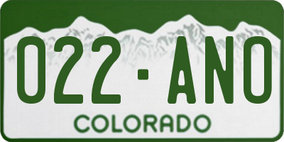 CO license plate 022ANO