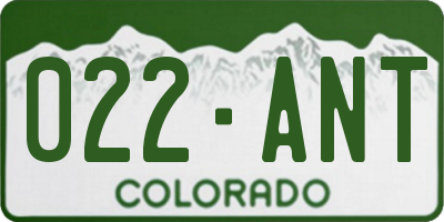 CO license plate 022ANT
