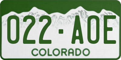CO license plate 022AOE