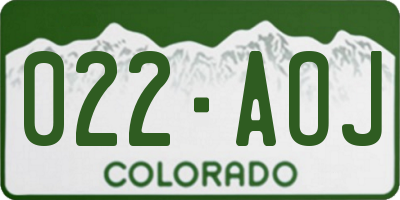 CO license plate 022AOJ