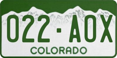 CO license plate 022AOX