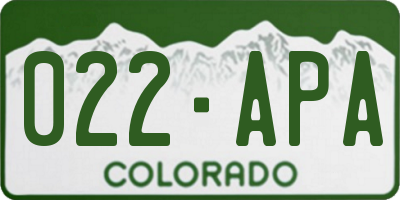 CO license plate 022APA