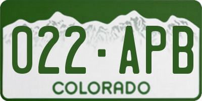 CO license plate 022APB