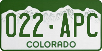 CO license plate 022APC