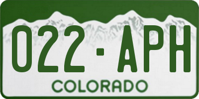 CO license plate 022APH