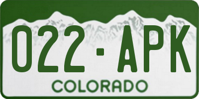 CO license plate 022APK