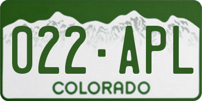 CO license plate 022APL