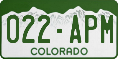 CO license plate 022APM