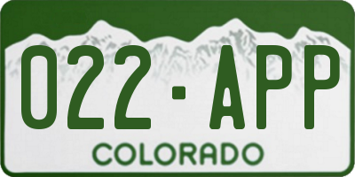CO license plate 022APP