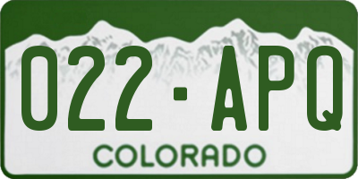 CO license plate 022APQ